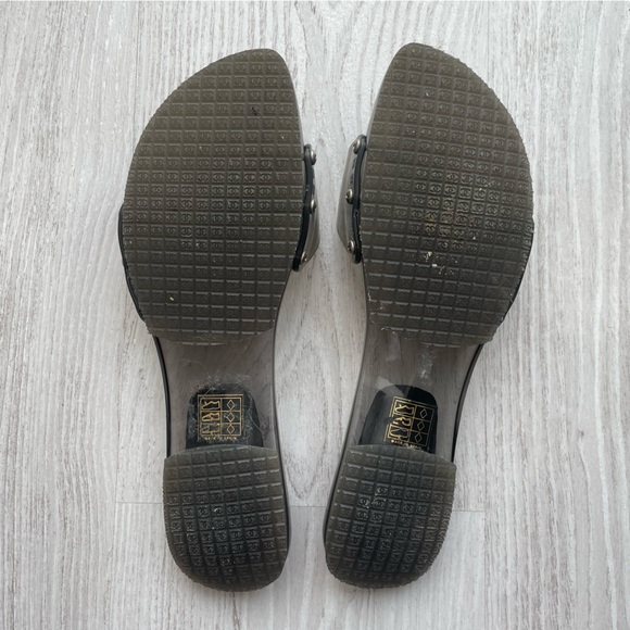 Chanel translucent grey black open toe plastic slides size 38 silver hardware - Picture 4 of 5